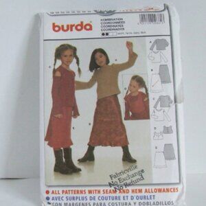 Burda sewing pattern girls top skirt suit uncut vintage tween teen